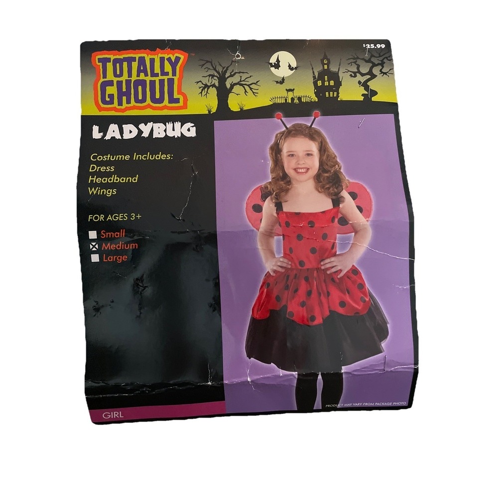 LadyBug dress, wings, headband Child‎ Costume size medium 6-8 Outfit- new